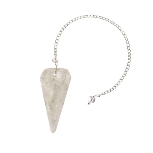 Shubhanjali Clear Quartz Crystal Point Pendulum Dowsing Stone Divination Tool | Crystal Faceted Dowsing Stone Pendulum for Vastu Reiki Healing Crystal Therapy