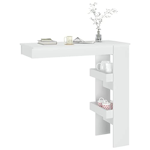 Comptoir mural blanc 102x45 cm en bois contreplaqué à 2 compartiments - 8