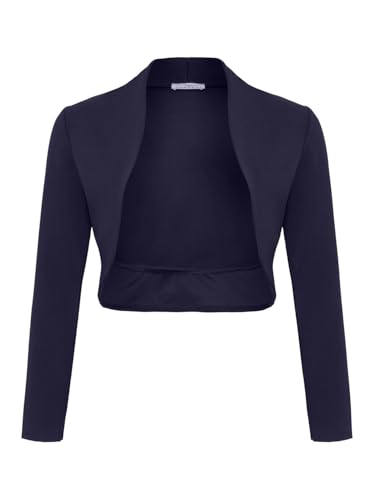 Damen Langarm Bolero Festlich Strickjacke Schulterjacke Kurz Top (700) (DE/NL/SE/PL, Alphanumerisch, XL, Regular, Kurz, Blau)