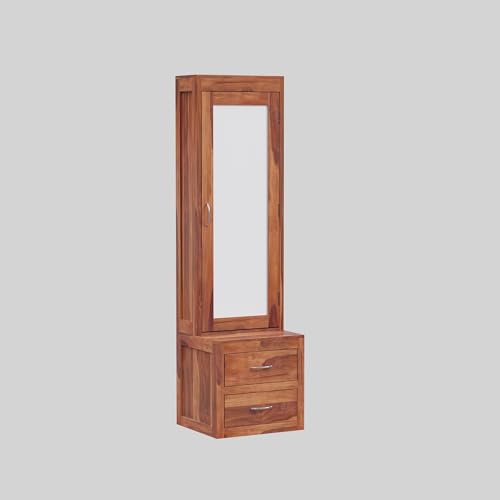Image of Credenza Sheesham Wood Dressing Table with 2 Drawer Storage for Living Room Bedroom Wooden Vanities for Home Solid Wood Bedroom Furniture (Teak Finish)
