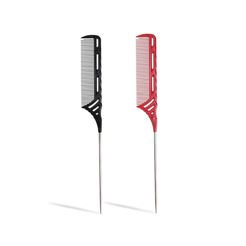 MIUYTRN Peine for realzar el cabello, peine for teñir, gran oferta, Pin de Metal de dientes finos, peinado de peluquería, peine de cola de rata cuicui(1 black J37 comb)