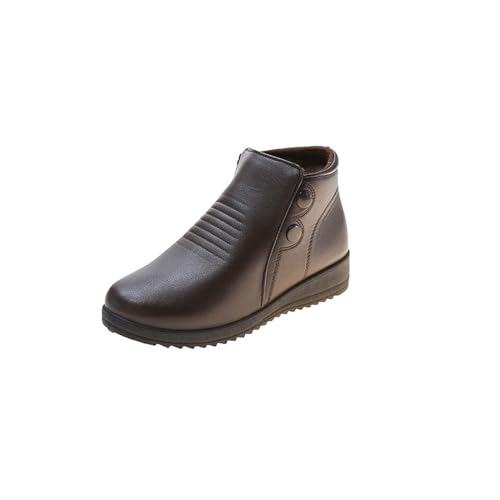 Ctreela Womens Comfort Lug Sole Ankle Bootie Winter Slip on Walking Shoes Outdoor Fuzzy Lined Flats Fashion Anti-Slip Shoes