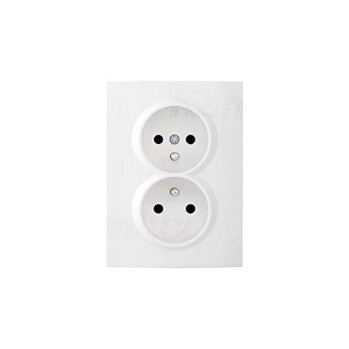 Double Prise Complète avec Protection Encastrable LOGI Blanc