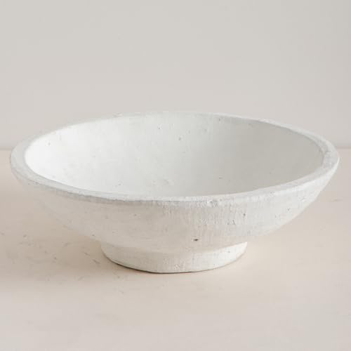 Tuioyoc Ceramic Large Decorative Bowl, 11.4” Rustic Decorative Bowls Key Bowl for Entryway Table Decor, Organic Modern Home Decor Bowl for Dining Table Centerpiece, Living Room, Bedroom (White)