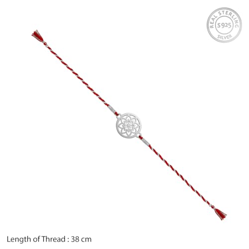 Image of GIVA 925 Silver Kusum Chakra Rakhi | Raksha Bandhan Rakhi for Mens | Gift for Couple | With Certificate of Authenticity and 925 Stamp