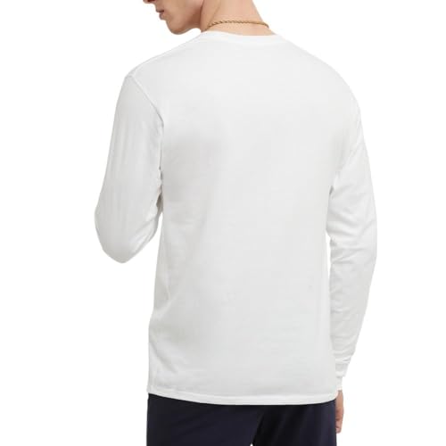 Image of Champion Men's Classic Long Sleeve T-Shirt, Standard Fit, C Logo, Available in Regular and Big & Tall, White, XX-Large Big