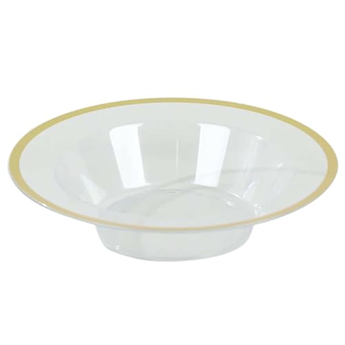 20 pcs 12 oz Clear Plastic Salad Soup Bowls with Gold Rim Wedding Reception Events Favors Gifts Party