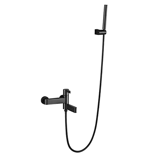 Douche à main et robinet de baignoire noir pour rituel bien-être
