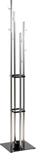 HAKU Garderobenständer edelstahloptik, schwarz, Metall, Sicherheitsglas 8 mm Jackenständer - Maße: B 35 x H 182 x T 35 cm, Style: Modern