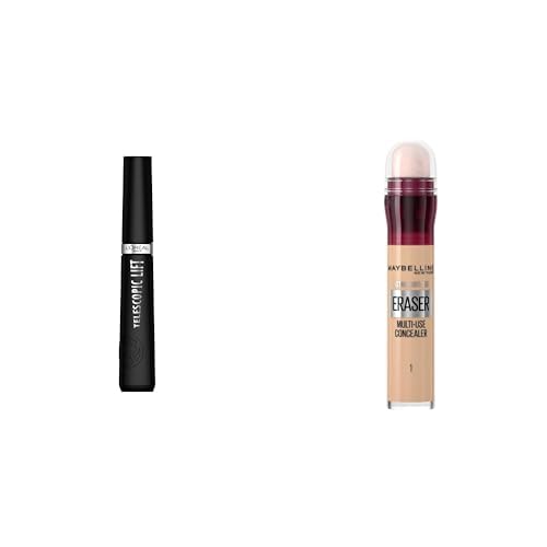 L’Oréal Paris Telescopic Lift Maskara + Maybelline New York Instant Anti Age Eraser Kapatıcı, 01 Light, 6.8 ml