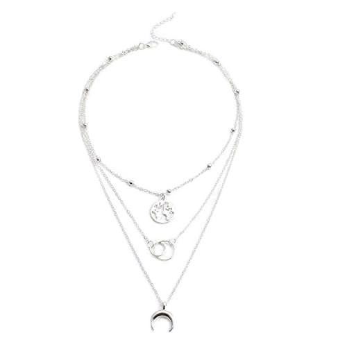 Bling Queen Womens Multi Layered Boho Moon Map Pendant Clavicle Chain Necklace, Layered Silver Necklaces For Women, Trendy Layered boho Moon Map Necklace, Triple Layered Silver Necklace(Silver) (B0CT2HFXV2) Amazon Price History, Amazon Price Tracker