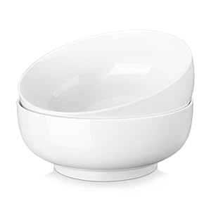 MALACASA Serving Bowls, 114 OZ(10″) Extra Large Salad Bowls Set of 2, Porcelain White Serving Bowls for Salad, Soup, Pasta and Dinner, Large Ceramic Bowl Set for Entertaining, Series REGULAR