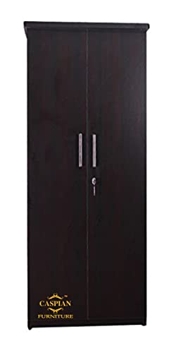 Image of CASPIAN Engineered Wood 2 Door Wardrobe (Black) | Pre-Assembled Furniture | Cupboard /Almirah for Bedroom, Office & Kid's Room | Home Clothes Storage Organizer with 5 Shelves & 2 Drawers