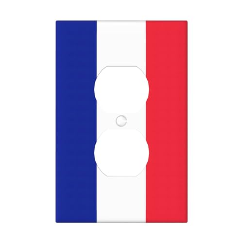 Cubiertas de salida con estampado de bandera francesa, 1 placa de pared de tamaño estándar, cubiertas de placas frontales de policarbonato de doble salida