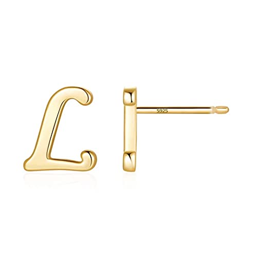 Initial Stud Earrings for Women S925 Sterling Silver Post 14K Gold Plated Tiny Letter Earrings Hypoallergenic Personalized Earrings