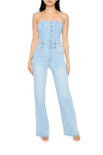 Forever 21 womens Strapless Denim Jumpsuit