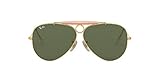 Ray-Ban RB3138 Shooter Polarized Aviator Sunglasses, Artista Gold/Green, 62 mm