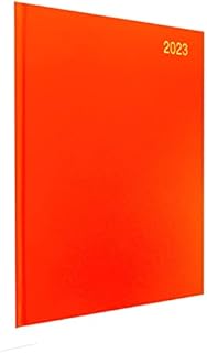 2023 A5 Diary One Day to Page Hardback Casebound Cover Diary with Full Saturday & Sunday Page Ribbon Marker DAP Year Planner for Business, Office, Home, Traveling, Appointments (Orange)