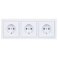 Busch-Jaeger future® linear Komplett-Set: 3x 20 EUCKS-84 SCHUKO Schutzkontakt-Steckdose mit erhöhtem Berührungsschutz (Safety +) + 1723-84K Abdeckrahmen 3-fach, studioweiß – Ansicht 1