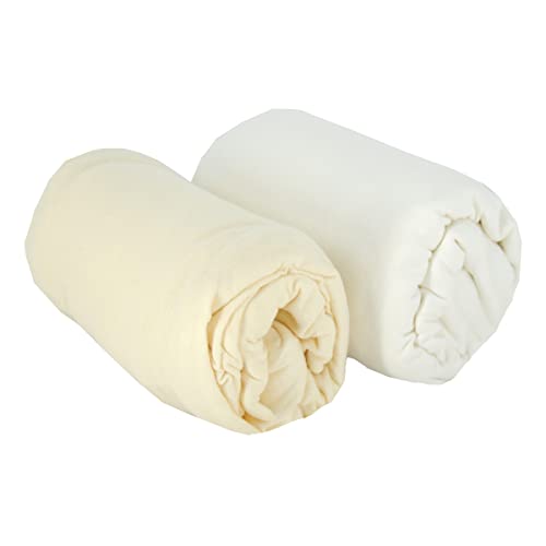 BabyCalin - Lot de 2 draps housse 60x120x15cm Ecru/blanc certifié OEKO-TEX
