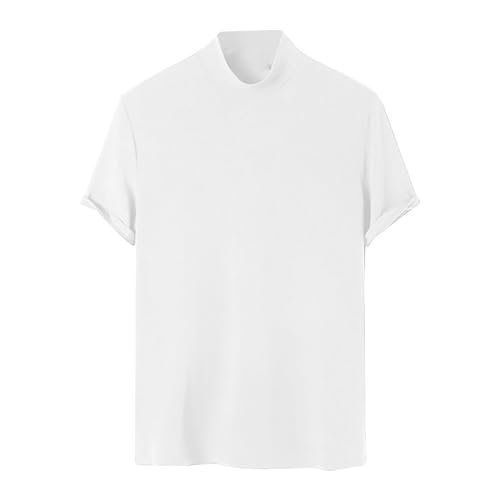 Uillui Men's Mock Turtleneck Sweater Short Sleeve Casual Basic Pullover Undershirts Baselayer Cotton Stretch Mock Neck Tee3