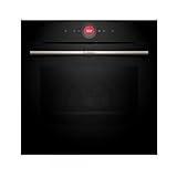 Bosch HBG7741B1 - Forno da incasso Smarter serie 8, 60 x 60 cm, prodotto in Germania, nero, pirolisi e idrolisi, autopulente, Air Fry, Bosch Back Assist, 4D aria calda, touch screen a colori e anello