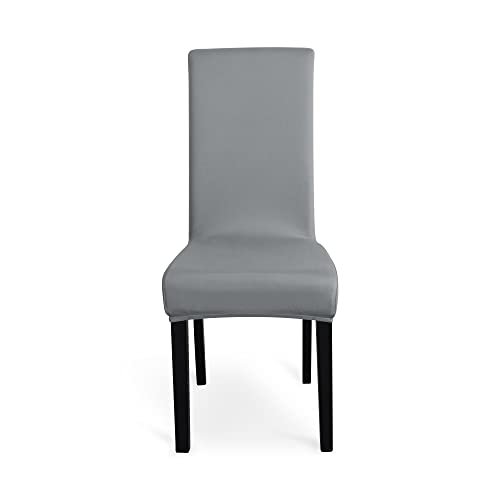 Image of Amazon Basics Dining Chair Covers, Stretch Parson /Dining Chair Slipcover, Removable Washable Chair Protector for Home /Restaurant /Banquet, Light Grey, 6-Pack