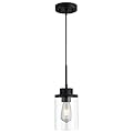 DALIVOL Modern Black Farmhouse Clear Glass Cylinder Pendant Light Fixture,Ceiling Hanging Metal Industrial Mini Pendant Lighting for Kitchen Island Dining Table Bedroom Hallway Foyer…