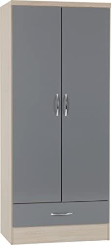 Seconique Nevada 4 Door 2 Drawer Wardrobe, Grey