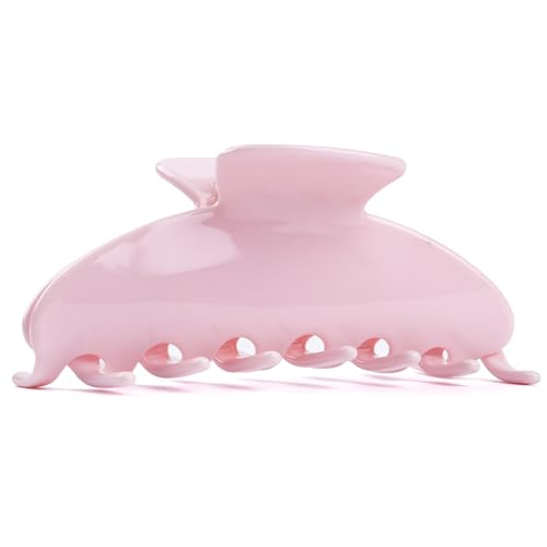 MAORULU Cute Claw Clip for Women 4.3 Large Acetate Hair Clips for Thick Thin Curly Long Hair Durable Hair Clamps Non-slip Jaw Clip Strong Hold Stylish French Design (Soft Pink)