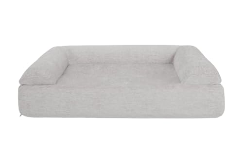 Barker Beds Giant Orthopedic Dog Sofa Bed - 7" Foam, 3-Sided Bolster - 100-300 lbs - Joint Pain & Arthritis Relief - Washable - 60"x48"x7" - Stormcloud Linen