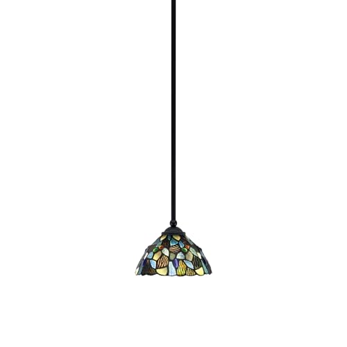 Toltec Zilo 7in 1-Light Mini Pendant Matte Black Blue