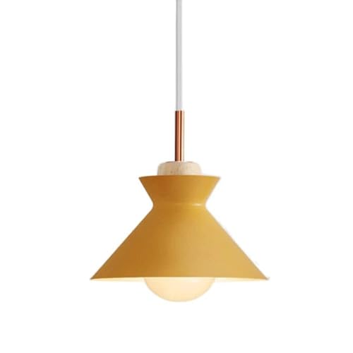 Lampe suspendues de plafond en bois nordique jaune lustre créatif E27