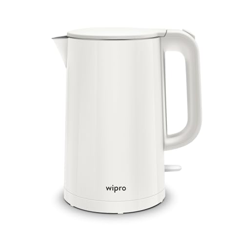 wipro ABS Elato BK210 Cool Touch Double Layer Electric Kettle, 1.5 Litres, Anti-Rust Shield, Super Fast Heating, 3X Protection-Overheating, Dry Boil &