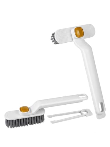 Image of Multi Function Toilet & Bathroom Cleaning Brush | Hard Bristle Rotating Crevice & Tile Scrubber | Floor, Toilet, Grout & Gap Cleaning Brush | Plastic Handle Cleaning Tool for Home