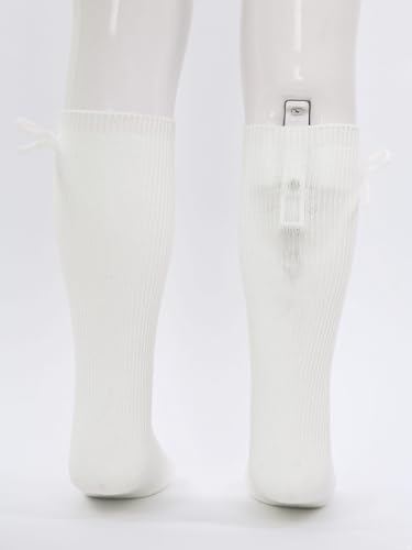 JEATHA Toddler Baby Girls Knee High Socks Cotton Cable Knit Tube Long Socks Stretchy Bowknot Warm Stockings4