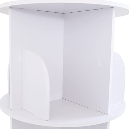 Dyrabrest 2 Tiers Rotating White Bookshelf 360 Degrees,Stackable Shelves Bookshelf Organizer,Storage Display Rack Floor Standing Shelves For Home Office Living Room 15.7X15.7X23.6In #TOP6