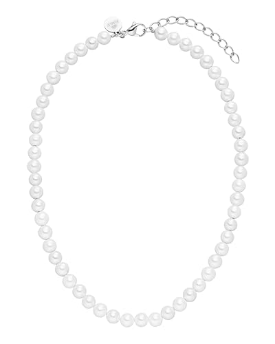 Purelei® Collar de Perlas Blancas - Resistente al Agua de Acero Inoxidable - Joyería de Moda Con Perlas de Mar Para Tu Look Individual - Para Mujer