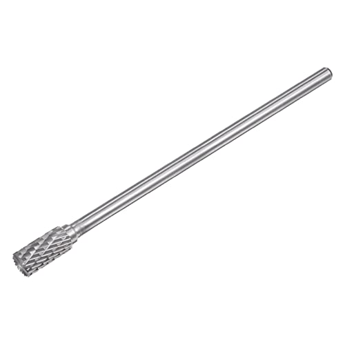 sourcing map Carbide Burrs Rotary Files, Double Cut Cylinder Tungsten Carbide Tip 10mm Cutting Head 6mm Shank 150mm (6-Inch) Length for Wood Metal Stone Polishing