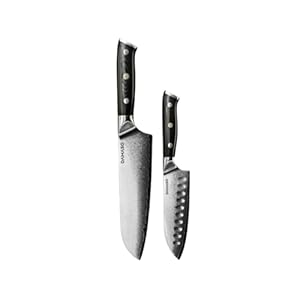Damaso 2er-Damastmesser Set Santokumesser Black Pearl