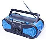 Hurricane Radio Weather Radio,Waterproof, Hand Crank, Solar/Battery Powered, 4000mAh AM/FM/NOAA/SOS Alert,Portable Emergency Cellphone Charger,Music Speaker,Flashlight& Reading Lamp,Blue,Greeous