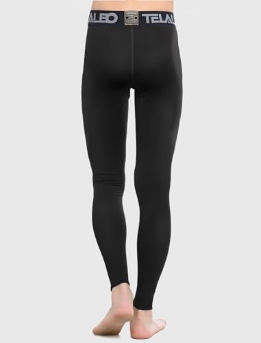 Calça legging de compressão juvenil para meninos TELALEO, justa, camada de base atlética para corrid