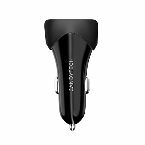 Image of Candytech CC-15 Black Durable Dual USB Output High Performance Car Charger with Type C Cable | Compatible with All Smartphones
