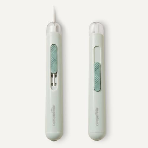 Image of Amazon Basics Ceramic Box Cutter Utility Knife, Adjustable Safety Cutter, 0.75 x 0.75 x 5.50 inches, Green, 1-Pack
