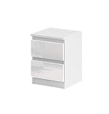 2 Schubkästen Nachttisch Sideboard, Kommode mit 2 Schubladen Hochglanz