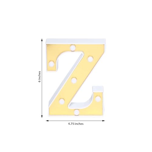 Image of Efavormart 6 inch Gold Marquee Letter Z, Mirror Front Warm White LED Light Up 3D Sign, Battery Operated 72H Glow for Wedding Party & Wall Decor