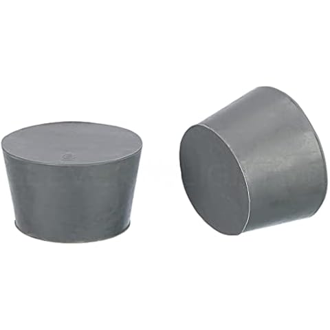 CleverDelights Rubber Stoppers — Size 8 — 10 Pack — 33mm x 41mm x 25mm Long — Gray Solid Plug #8 Cover