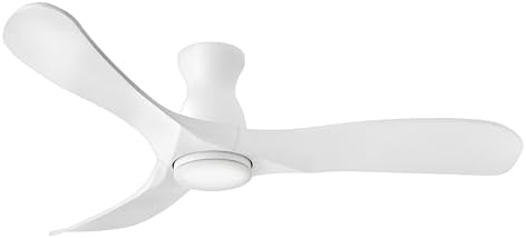 Hinkley Swell Flush Illuminated 56" LED Smart Ceiling Fan with Remote, Matte White Wood Blades, Indoor Outdoor Damp Rated, Low Profile, Wi-Fi Compatible, 6-Speed DC Motor, Matte White Finish
