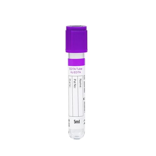 Vacutainer Blood Collection Tubes 5ml Lab Vacuum EDTA K2 Tube for Pet Animals Veterinary Lab Supplies 100 Pcs Wrap Packaging