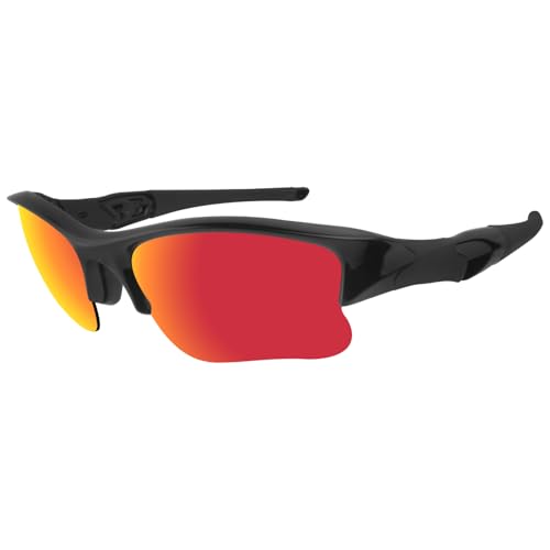 Image of Dynamix Polarized Replacement Lenses for Oakley Flak Jacket XLJ | Easy to Install | Fit Perfectly | Titanium + Fire Red
